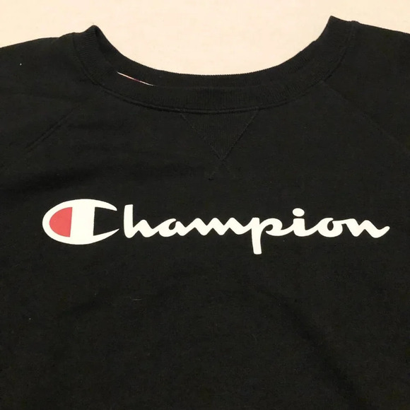 Champion Sweater Women XL Size Black Crewneck - Picture 2 of 16